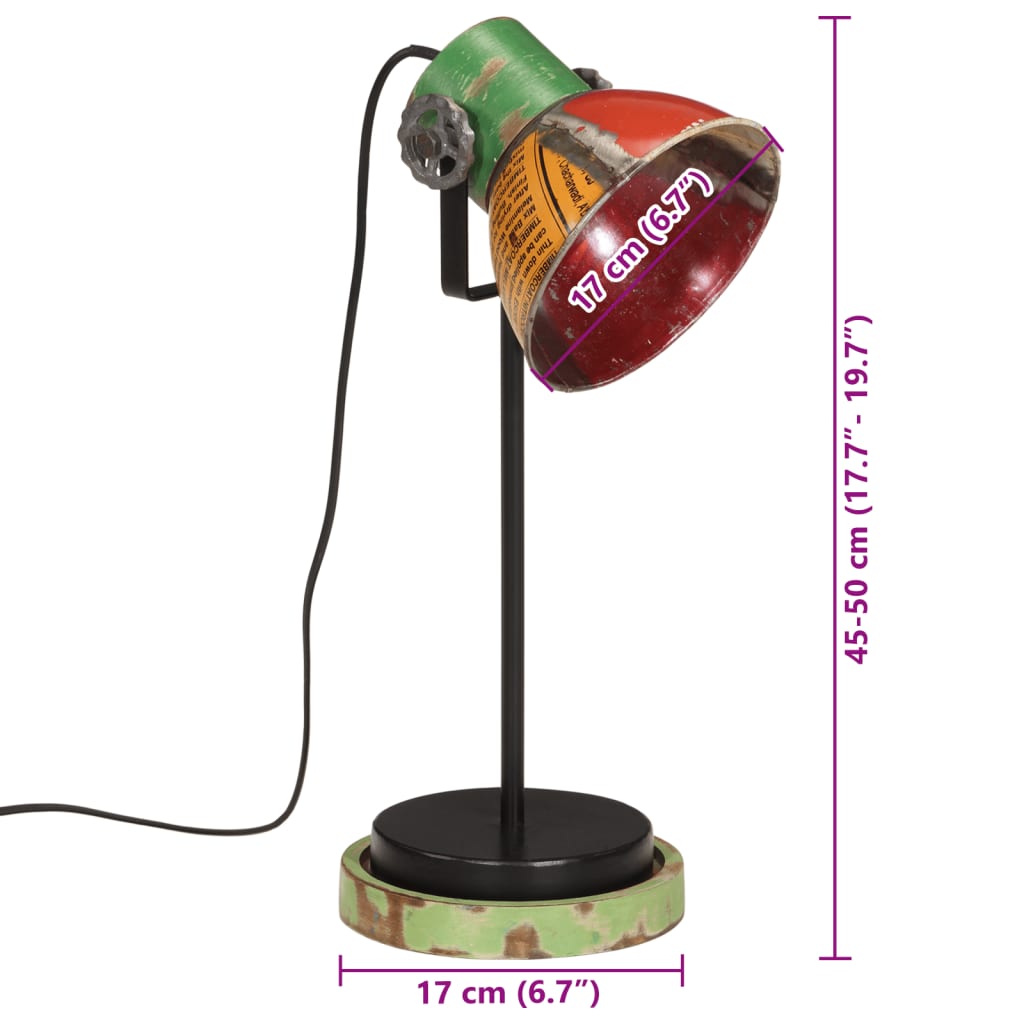 skrivebordslampe 25 W 17x17x50 cm E27 flerfarvet