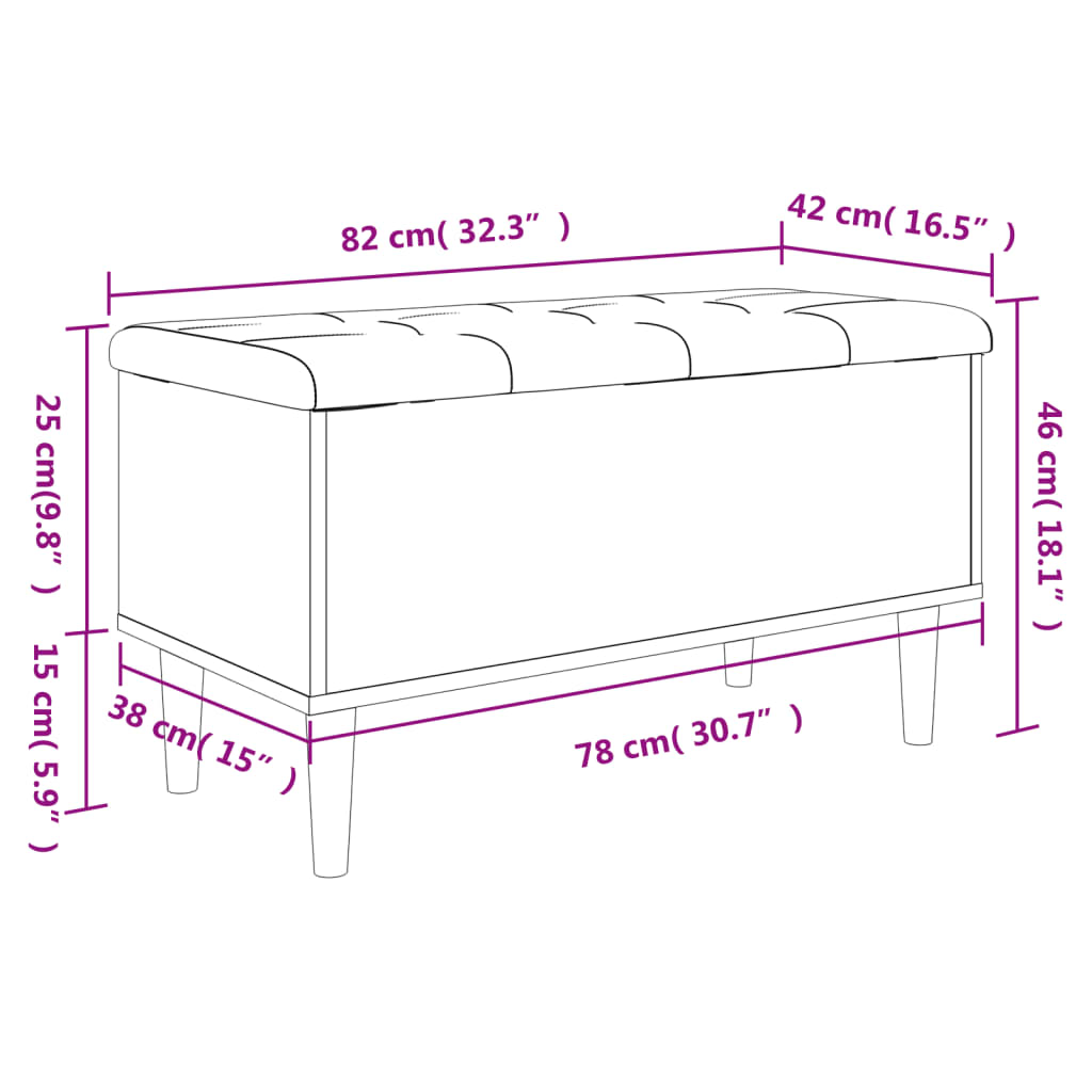 opbevaringsbænk 82x42x46 cm konstrueret træ hvid