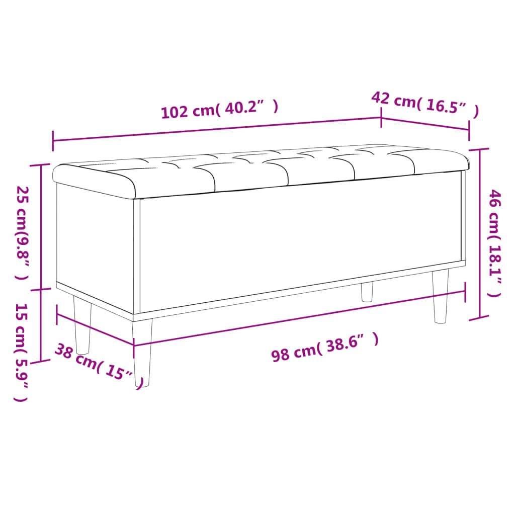 skobænk 102x42x46 cm konstrueret træ røget egetræsfarve