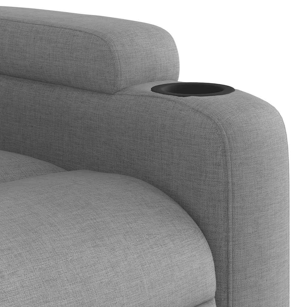 eldrevet lænestol stof lysegrå