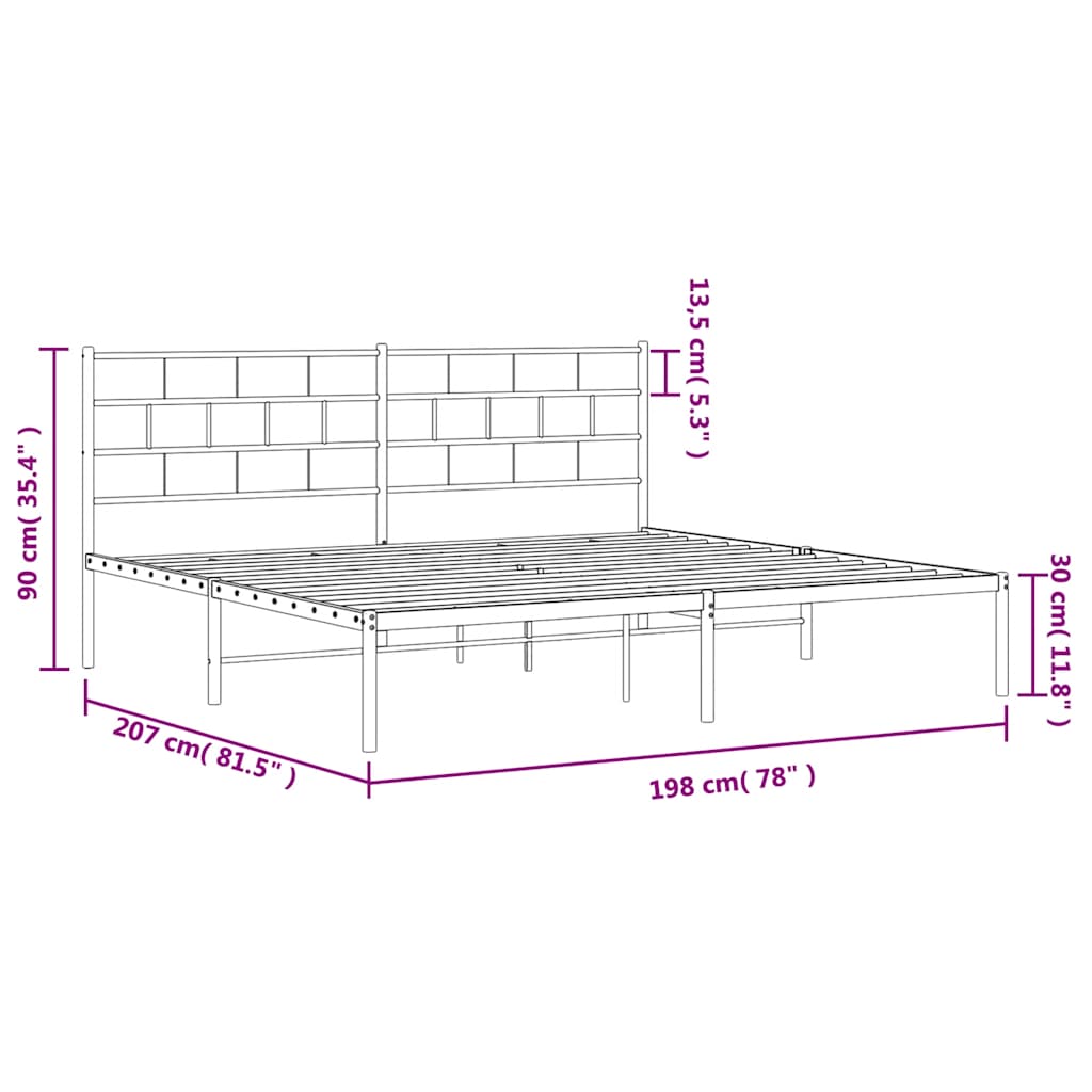 sengeramme med sengegavl 193x203 cm metal sort