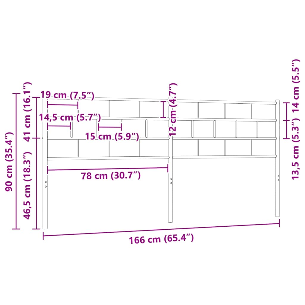 udskiftningsgavl 160 cm metal sort