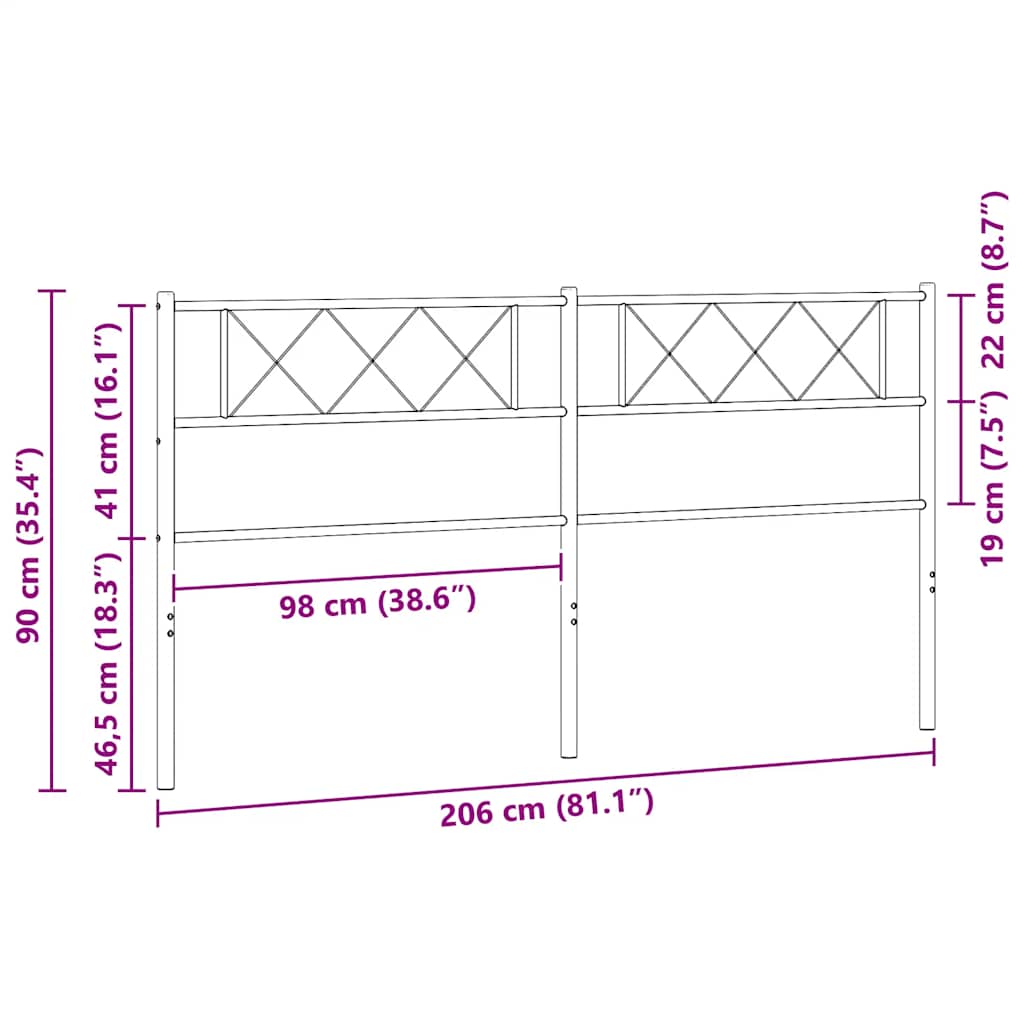 udskiftningsgavl 200 cm metal sort