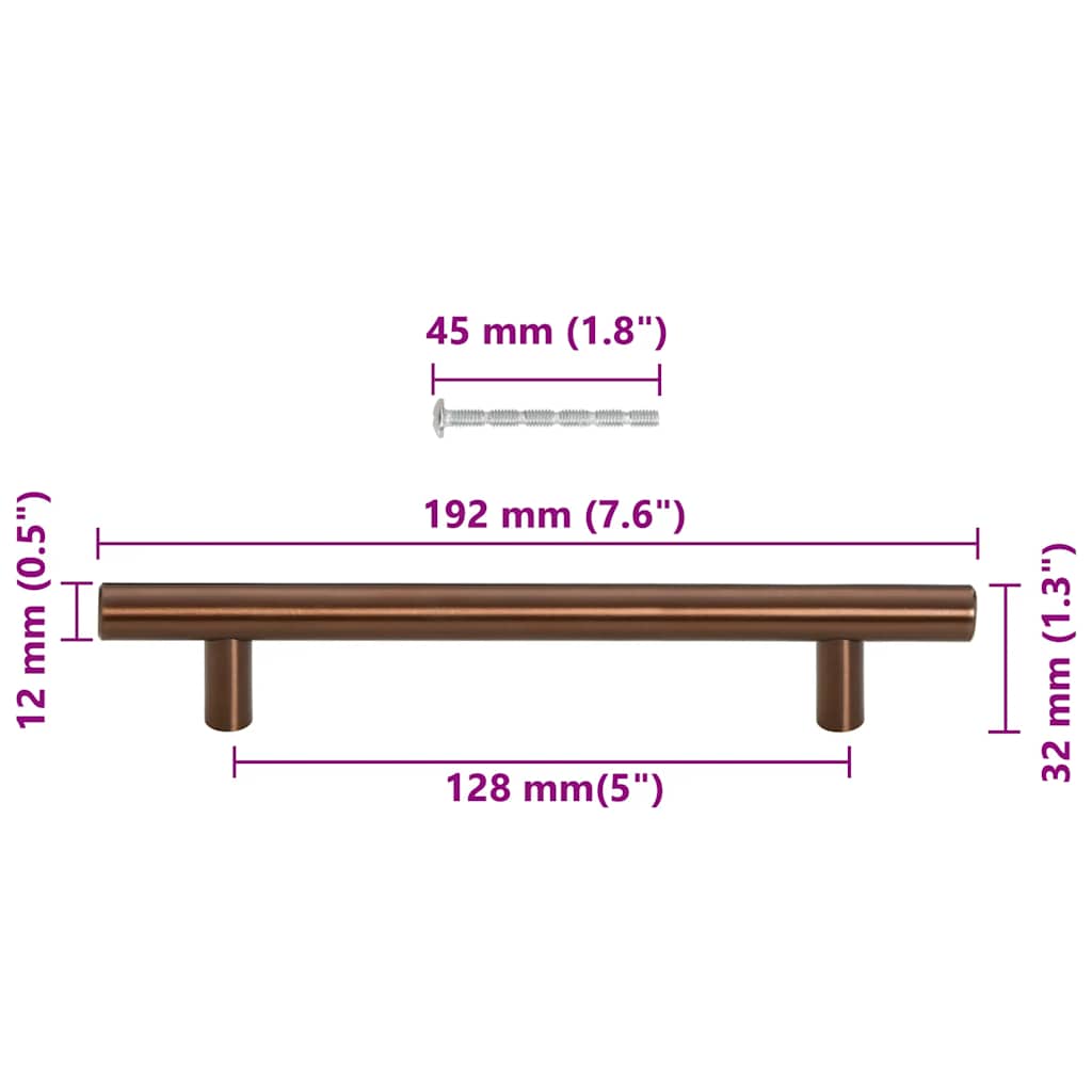 skabshåndtag 10 stk. 128 mm rustfrit stål bronzefarvet