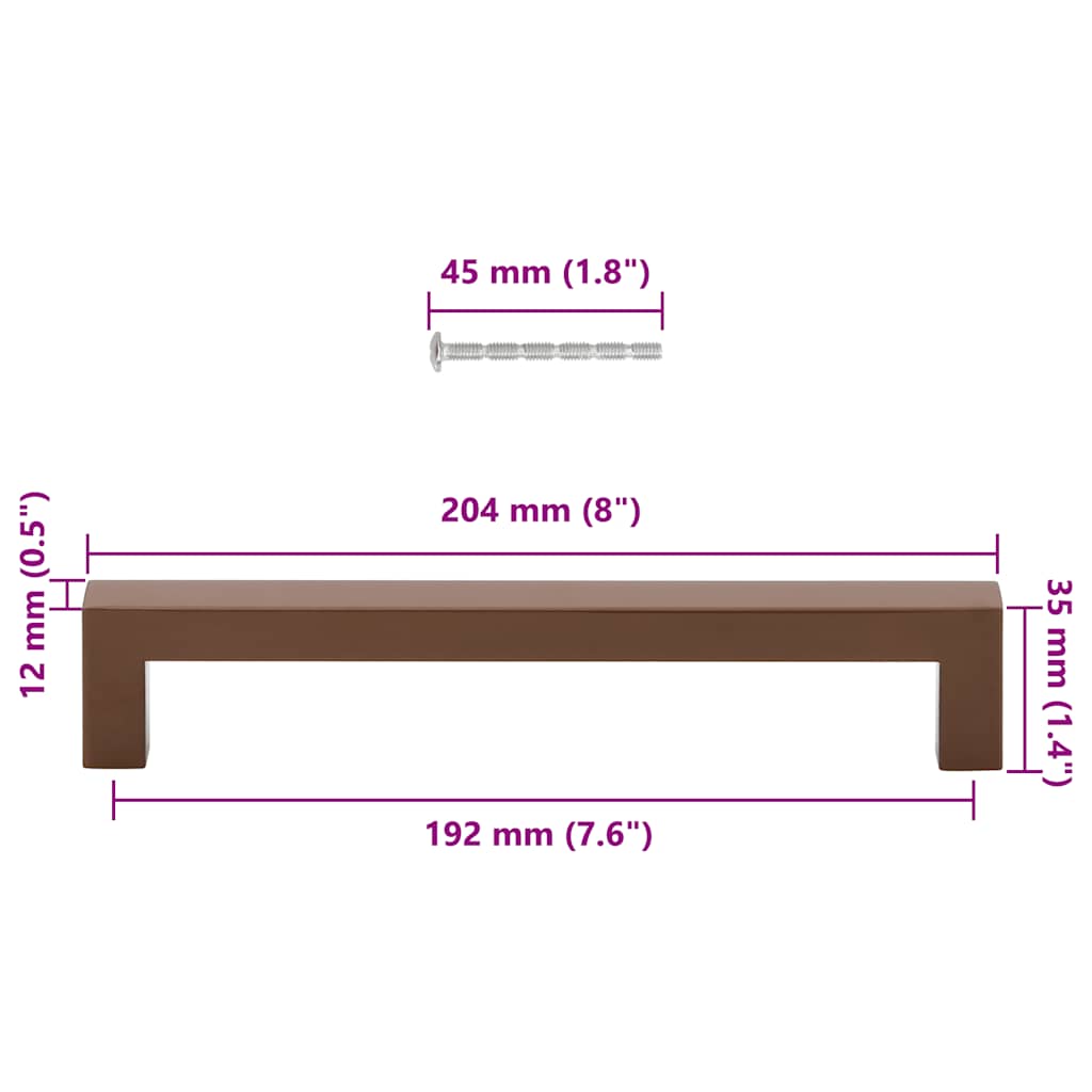 skabshåndtag 5 stk. 192 mm rustfrit stål bronzefarvet