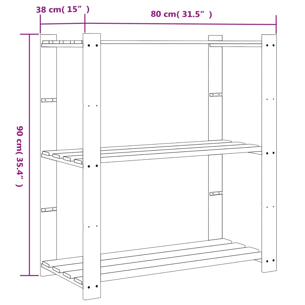 opbevaringsreol 3 hylder 80x38x90 cm massivt fyrretræ grå