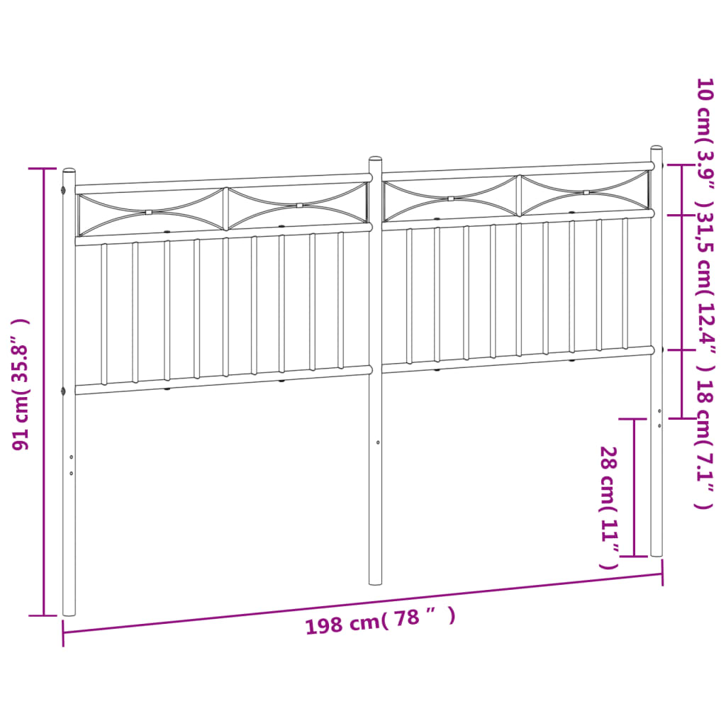 udskiftningsgavl 193 cm metal sort