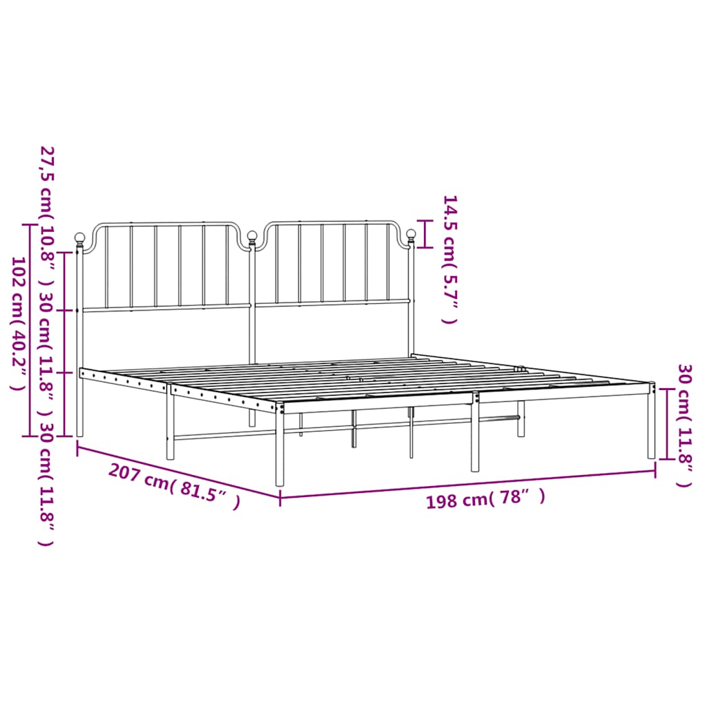 sengeramme med sengegavl 193x203 cm metal sort