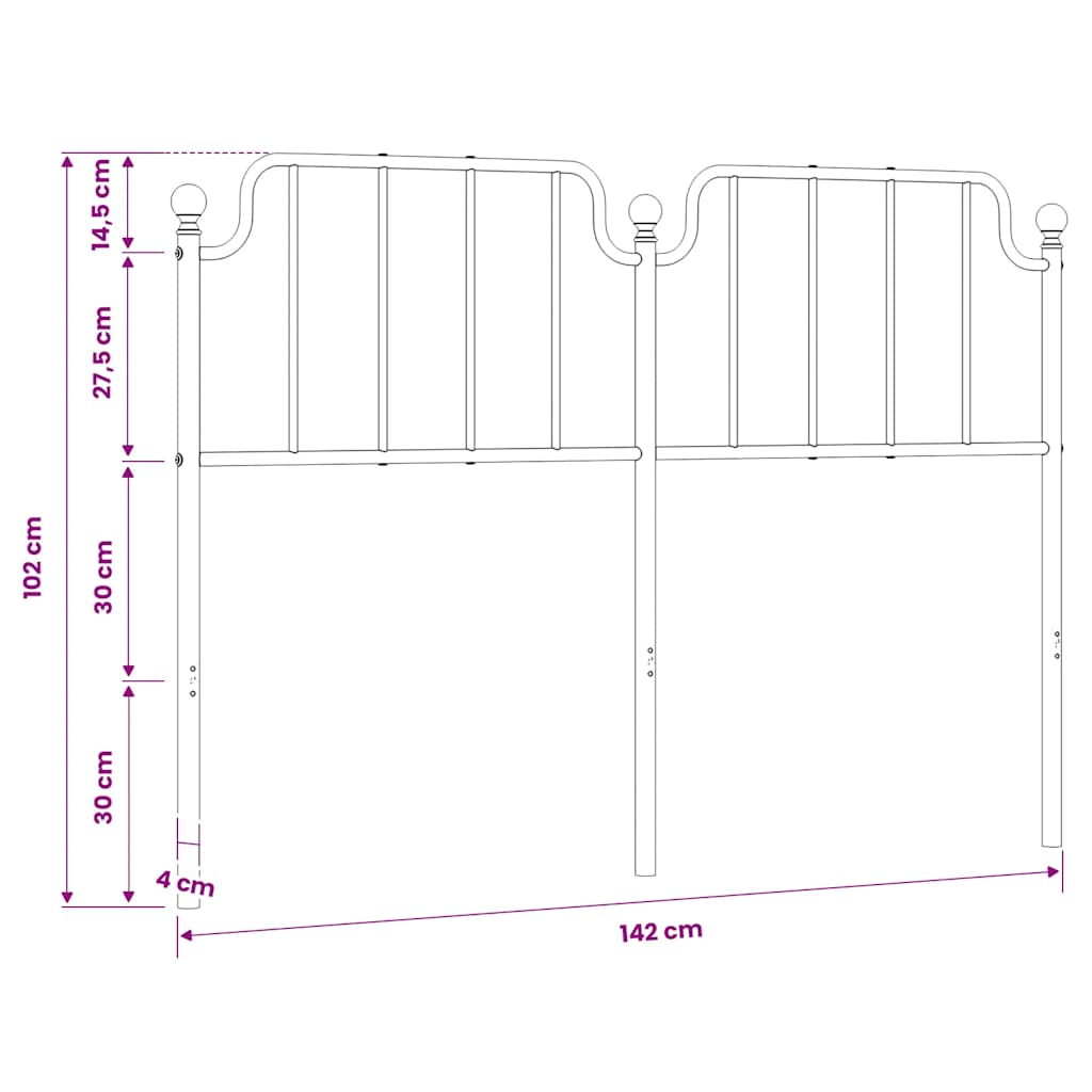 udskiftningsgavl 135 cm metal hvid