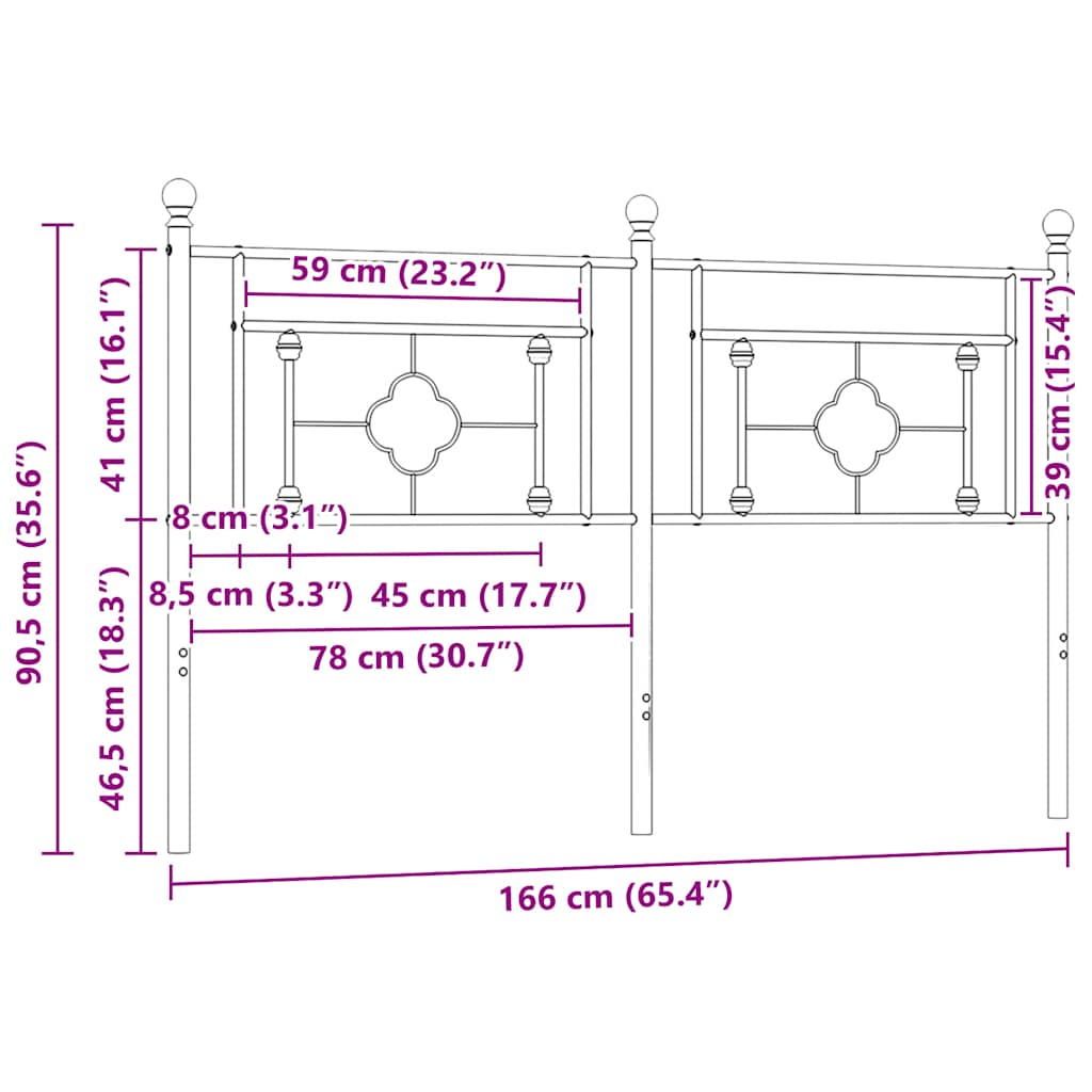 udskiftningsgavl 160 cm metal hvid