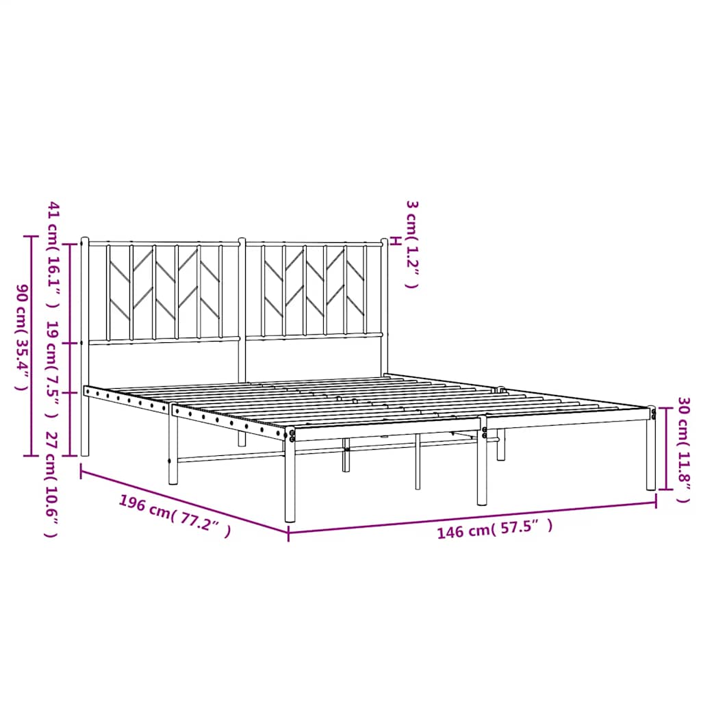 sengeramme med sengegavl 140x190 cm metal sort
