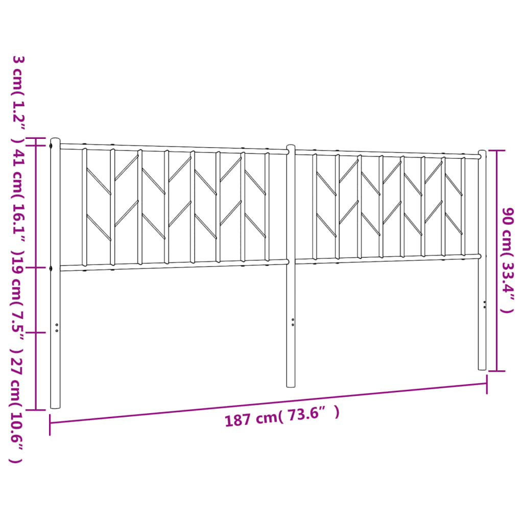 udskiftningsgavl 180 cm metal hvid