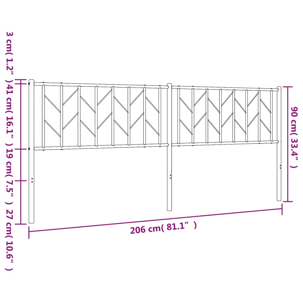 udskiftningsgavl 200 cm metal hvid
