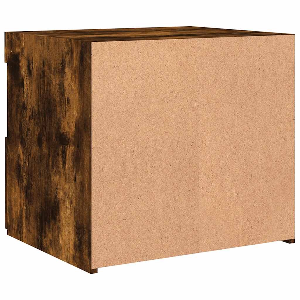 sengeborde 2 stk. med LED-lys 50x40x45 cm røget egetræsfarve