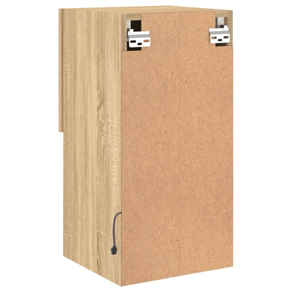tv-borde med LED-lys 2 stk. 30,5x30x60 cm sonoma-eg