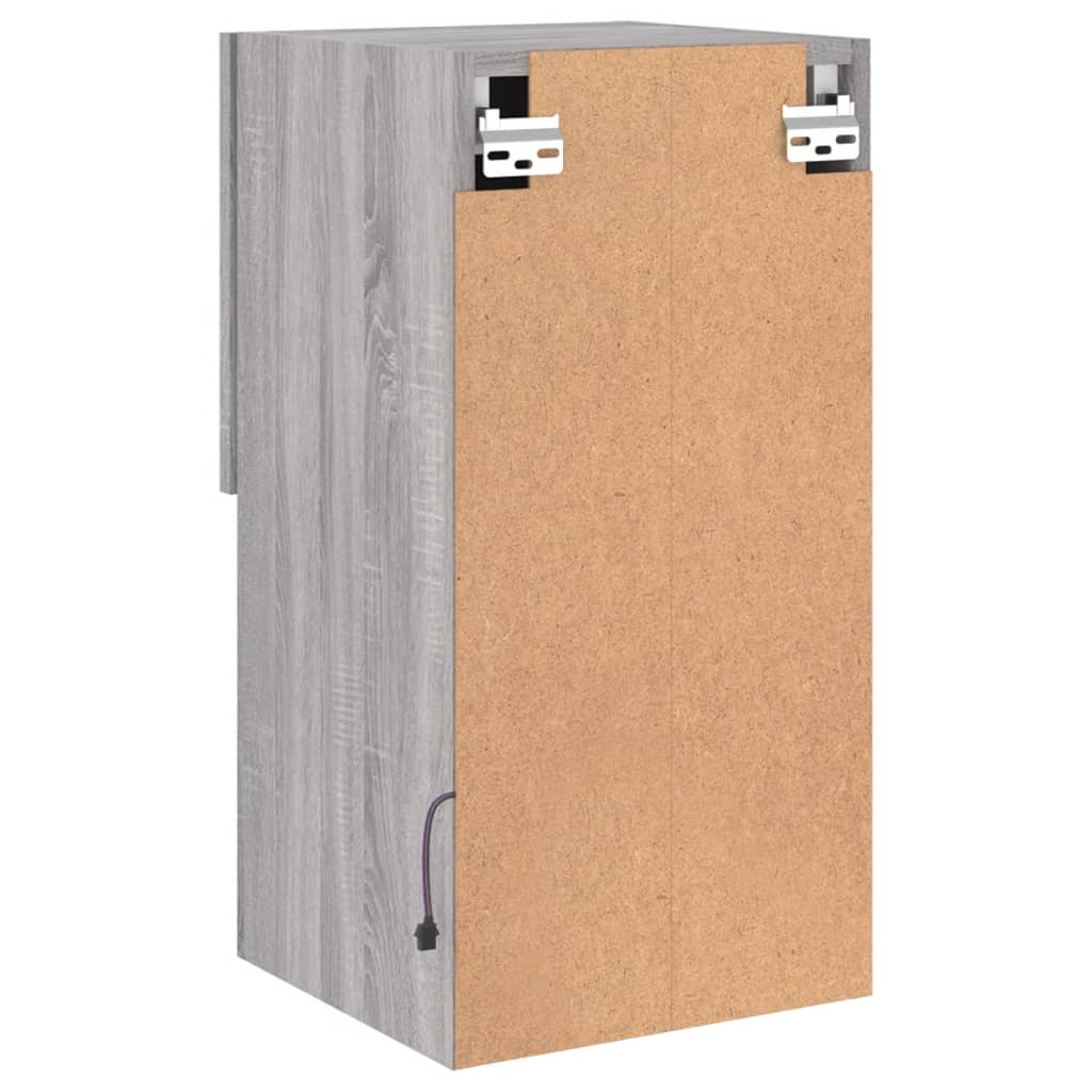 tv-bord med LED-lys 30,5x30x60 cm grå sonoma-eg