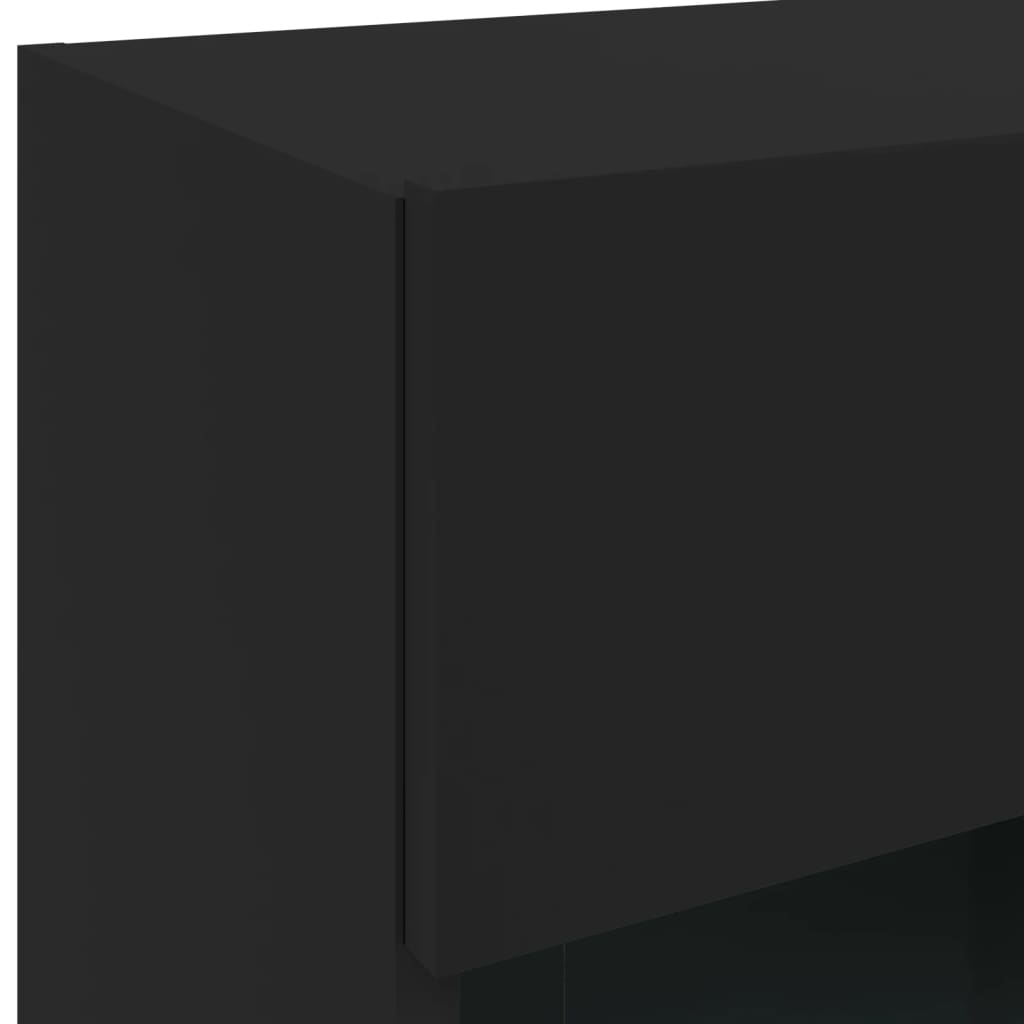 væghængt tv-bord med LED-lys 40x30x60,5 cm sort