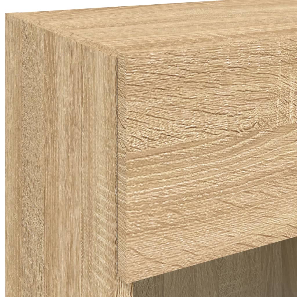 væghængt tv-bord med LED-lys 40x30x60,5 cm sonoma-eg