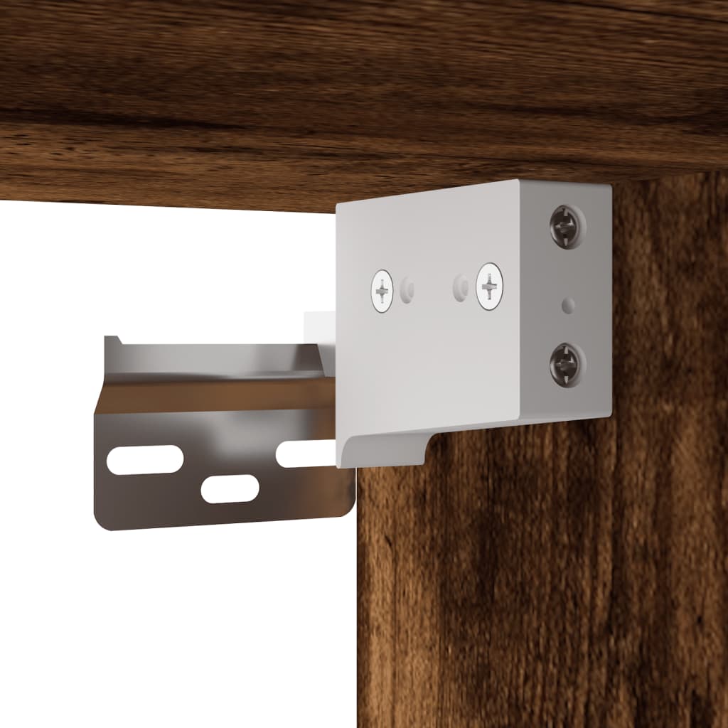 væghængt tv-bord med LED-lys 78,5x30x60,5 cm røget egetræsfarve