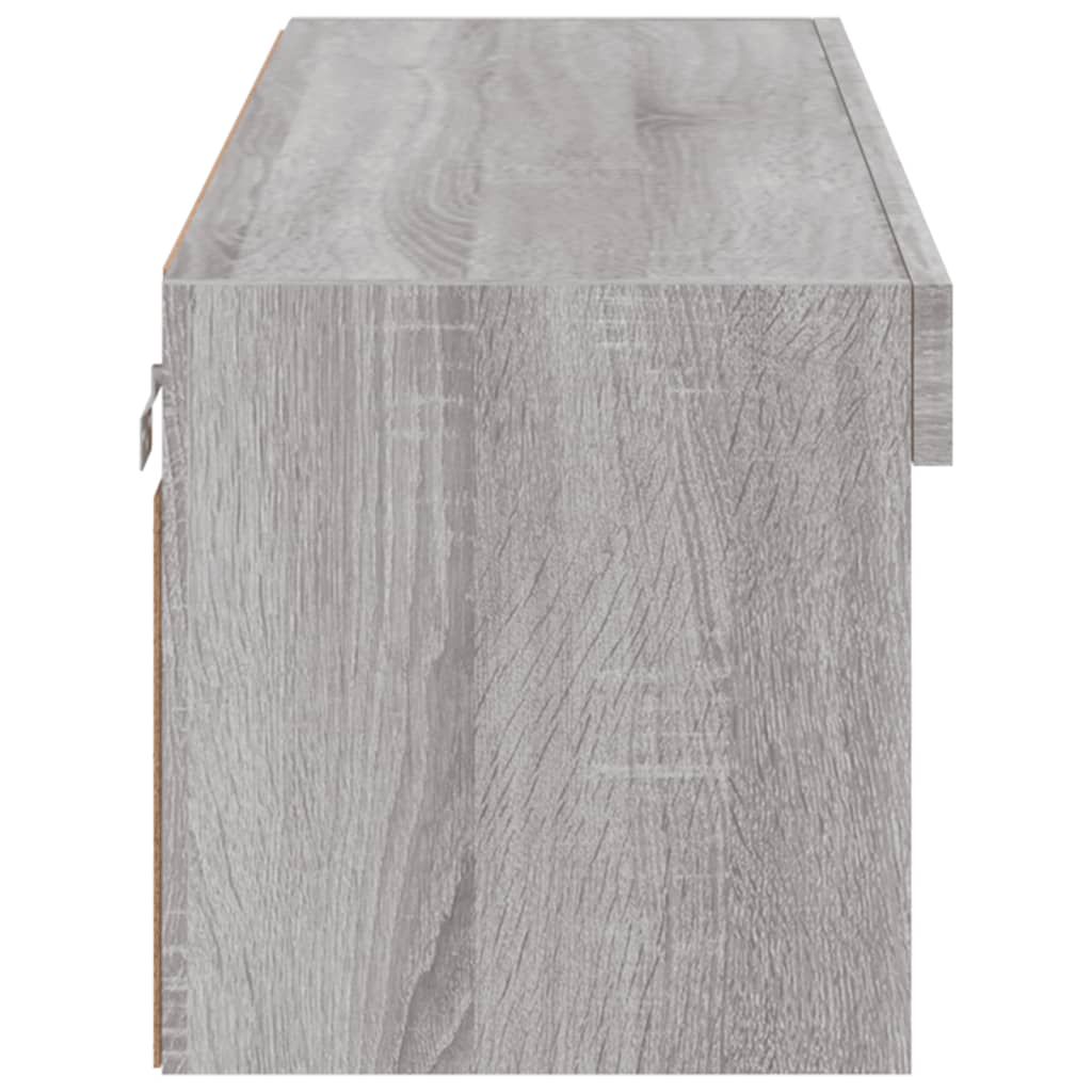 tv-bord med LED-lys 100x30x30 cm grå sonoma-eg