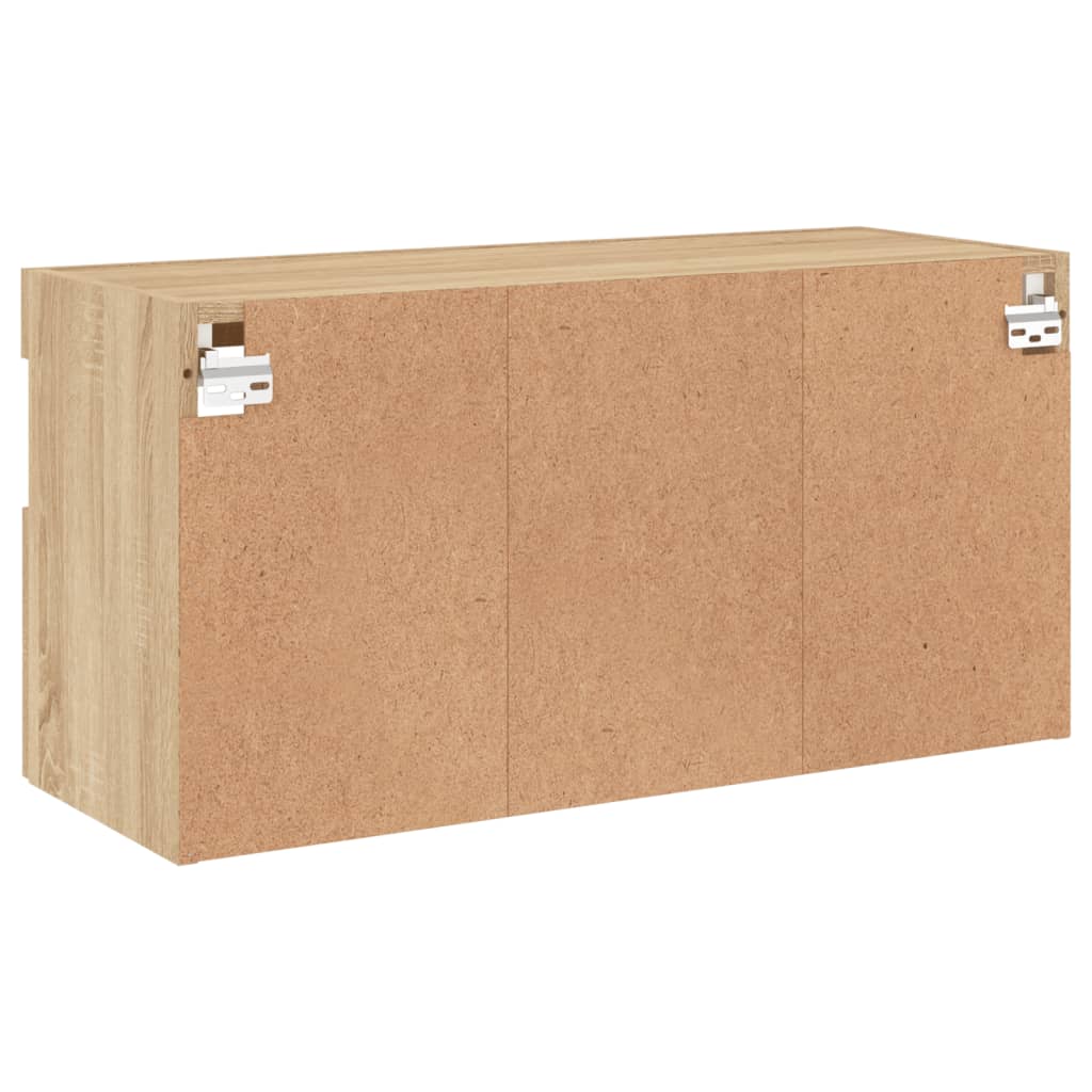 væghængt tv-bord med LED-lys 80x30x40 cm sonoma-eg