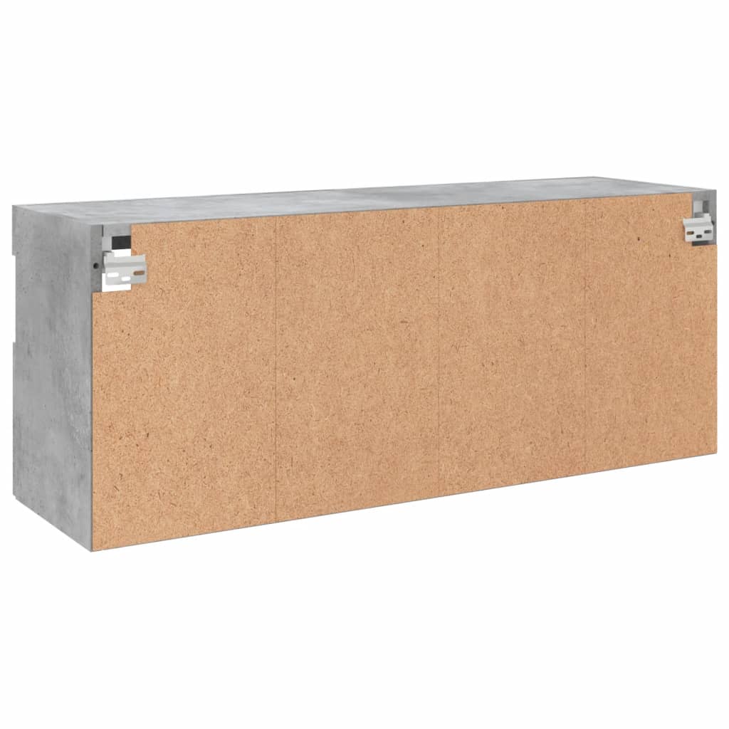 væghængt tv-bord med LED-lys 100x30x40 cm betongrå