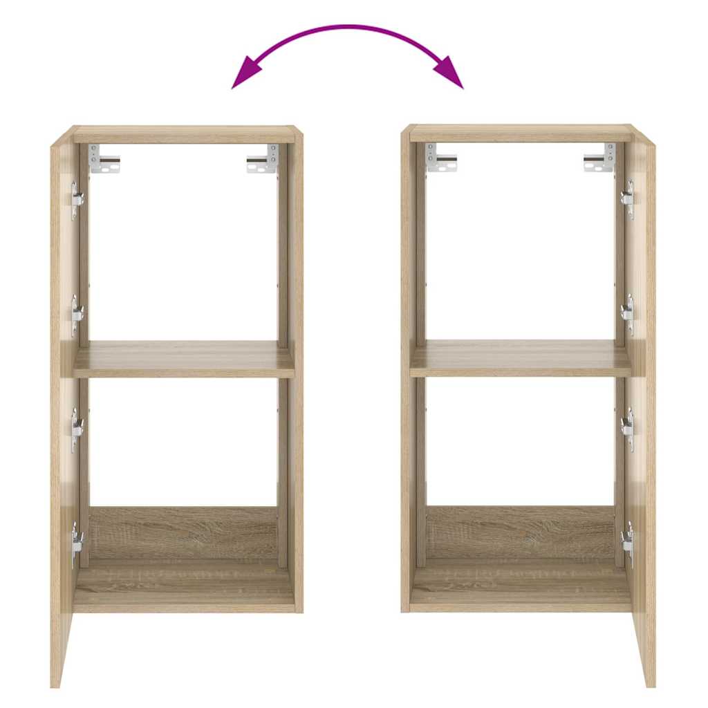 væghængt tv-bord med LED-lys 40,5x35x80 cm sonoma-eg
