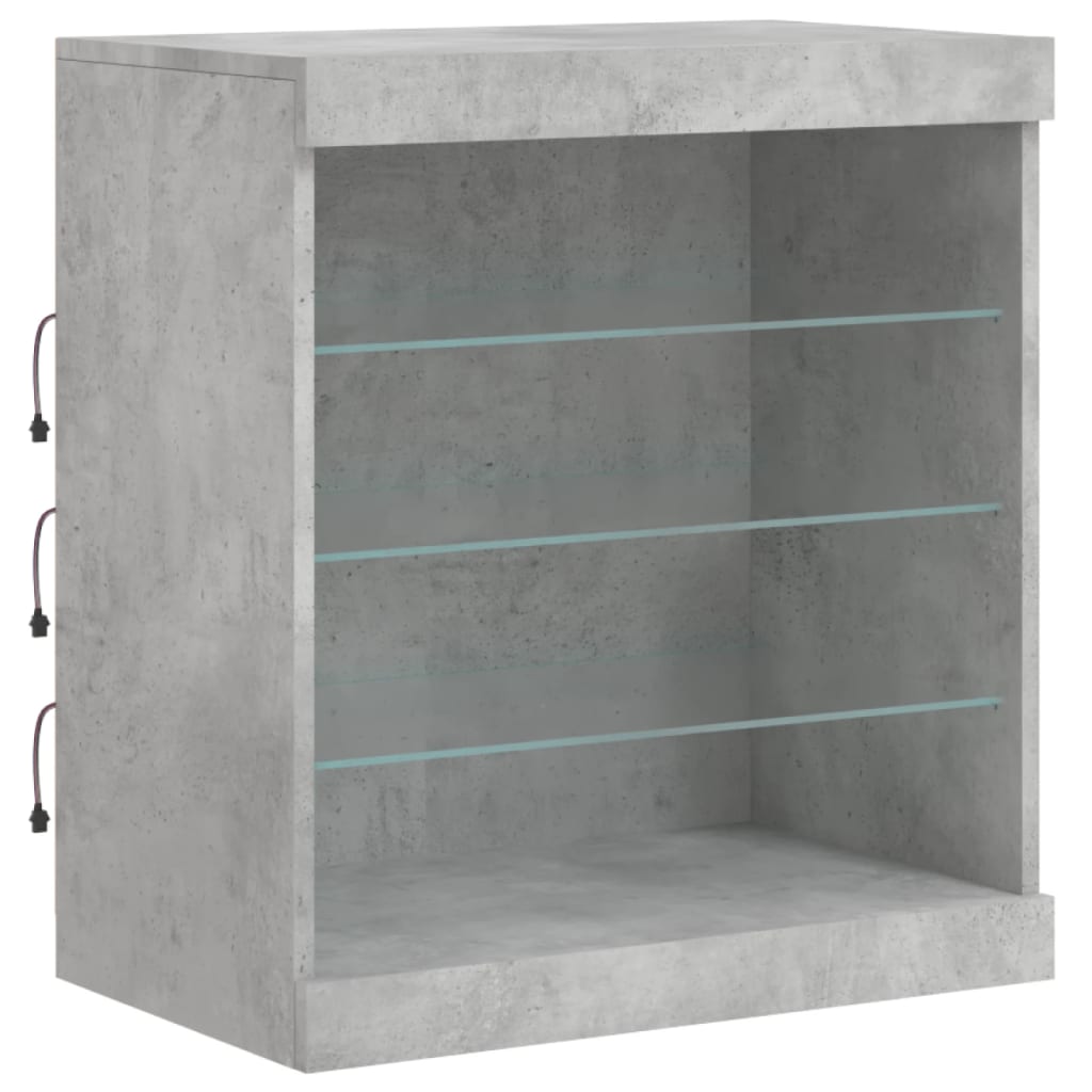 skænk med LED-lys 181,5x37x67 cm betongrå