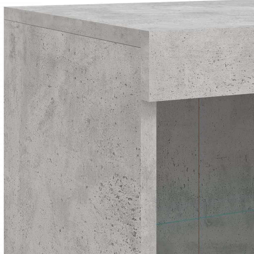 skænk med LED-lys 202x37x100 cm betongrå