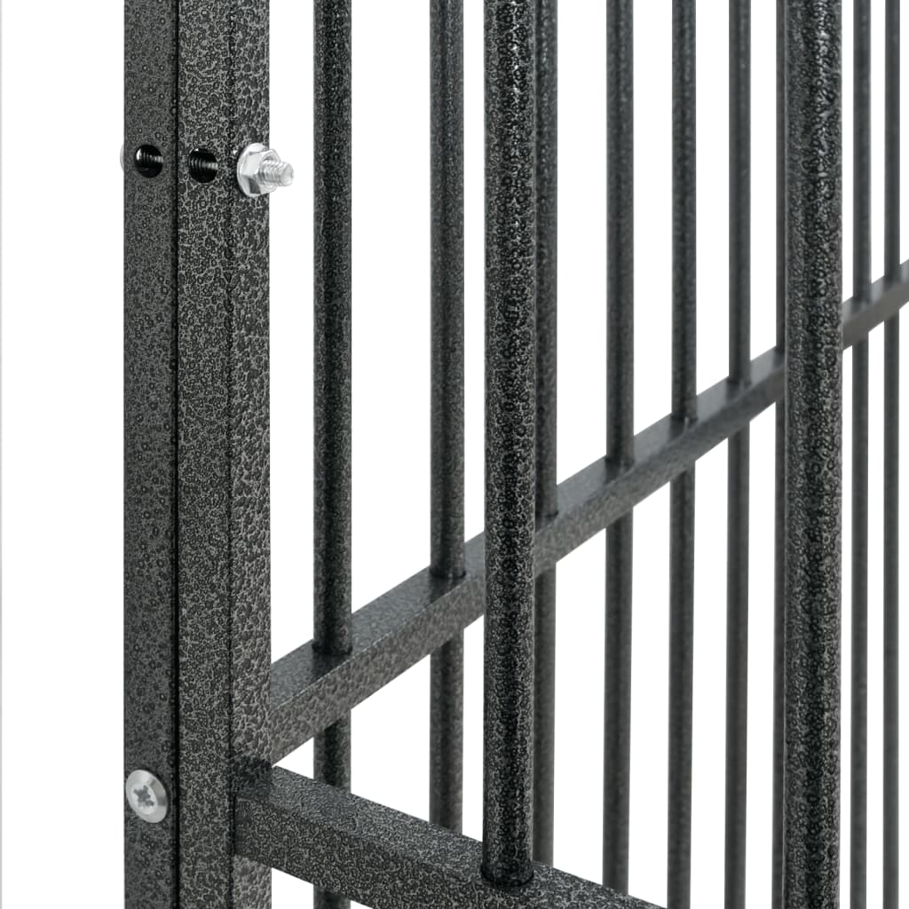 hundegård 4 paneler galvaniseret stål sort