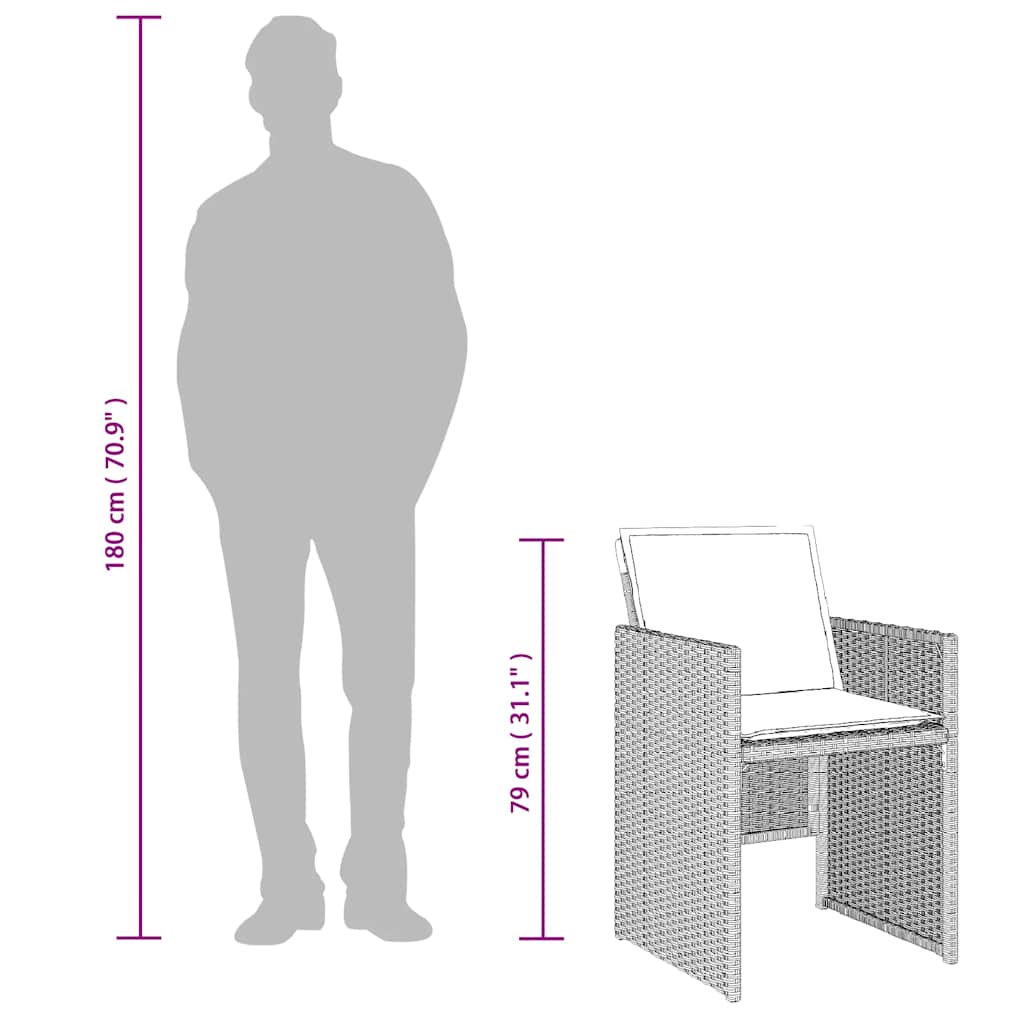 spisebordssæt til haven 5 dele med hynder polyrattan lysegrå