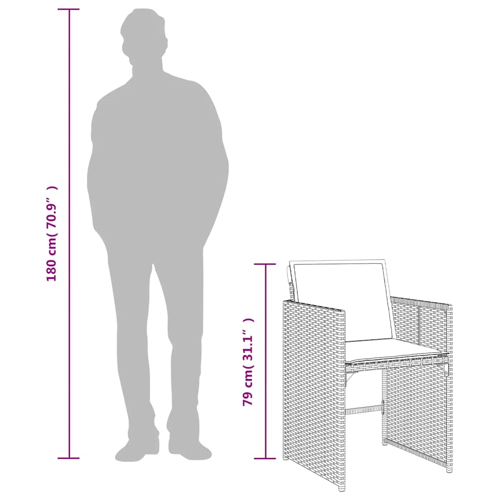 spisebordssæt til haven 15 dele med hynder polyrattan sort
