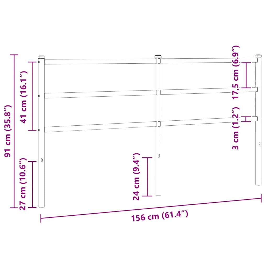 udskiftningsgavl 150 cm metal hvid