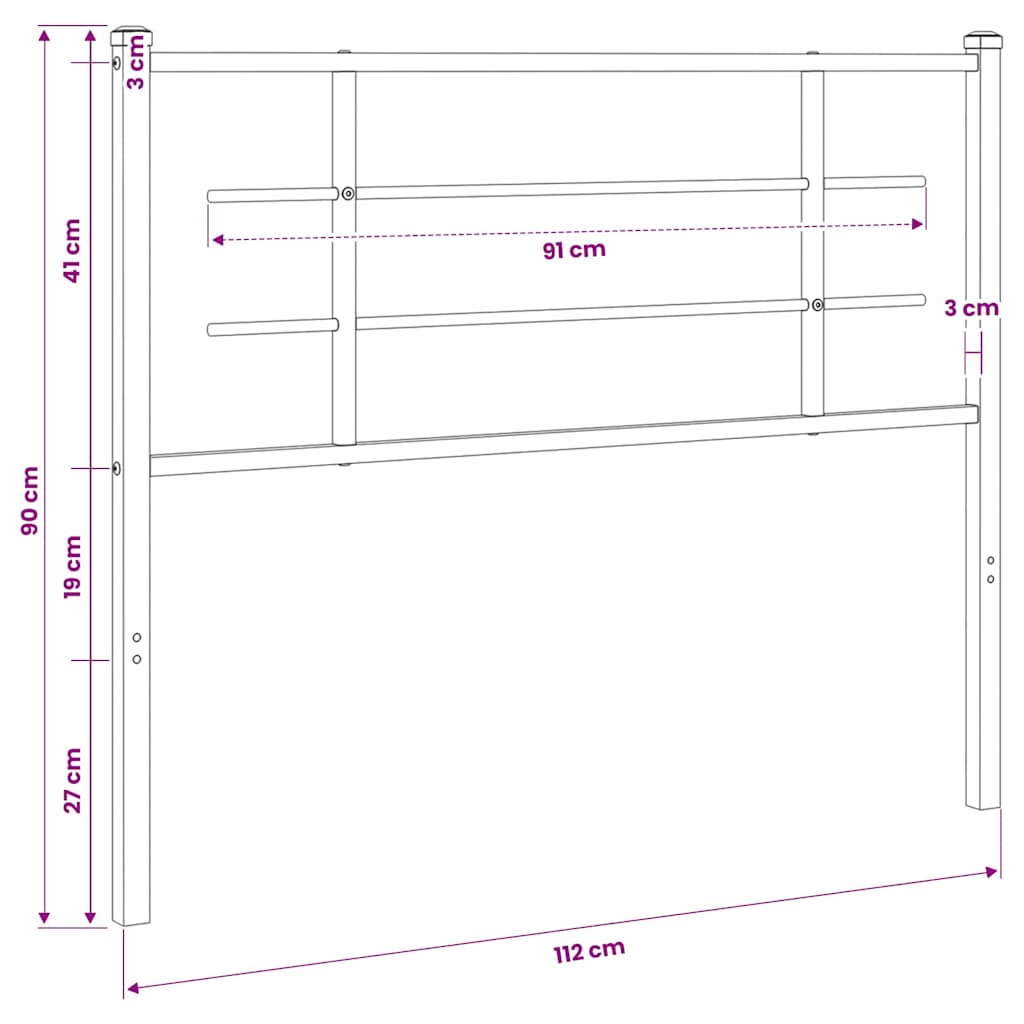 udskiftningsgavl 107 cm metal hvid