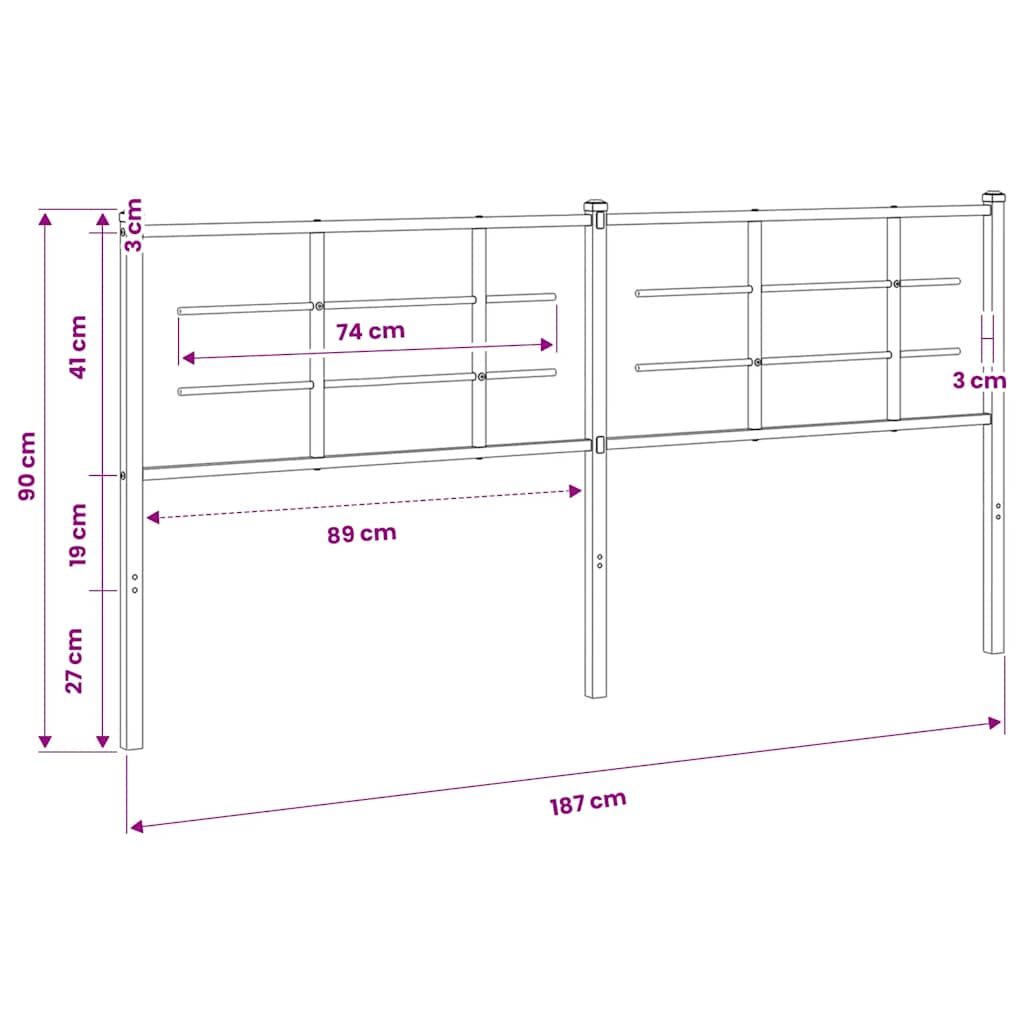 udskiftningsgavl 180 cm metal hvid