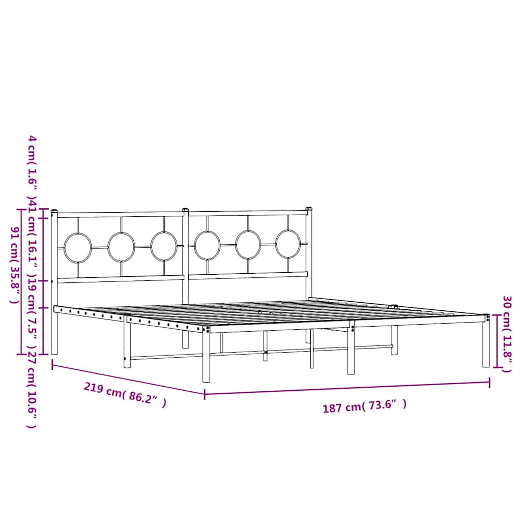 sengeramme med sengegavl 183x213 cm metal sort