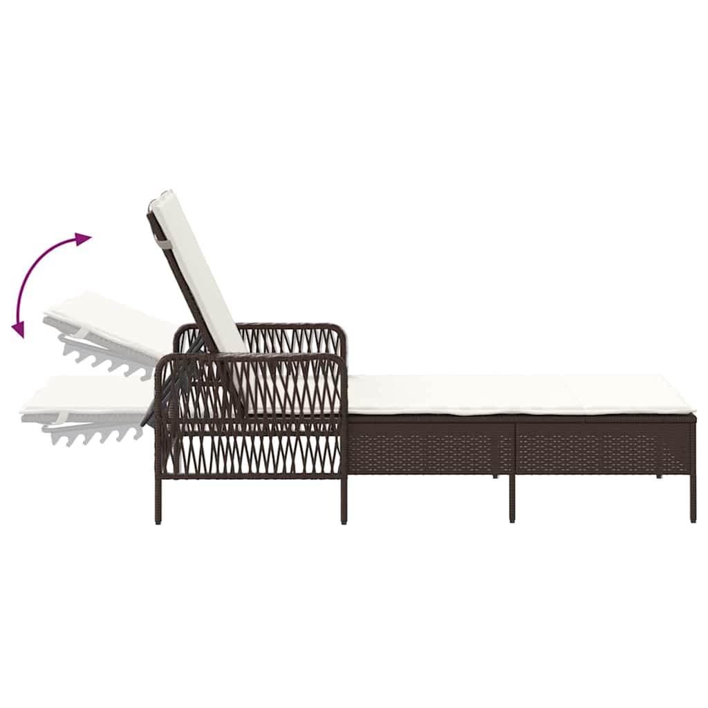 Solstol polyrattan Brun og Creme Hvid