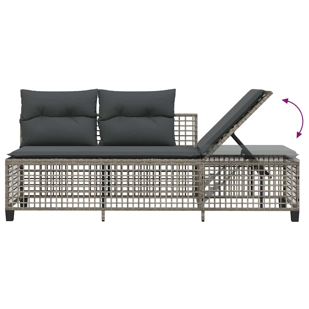 hjørnesofasæt til haven 3 dele med hynder polyrattan grå
