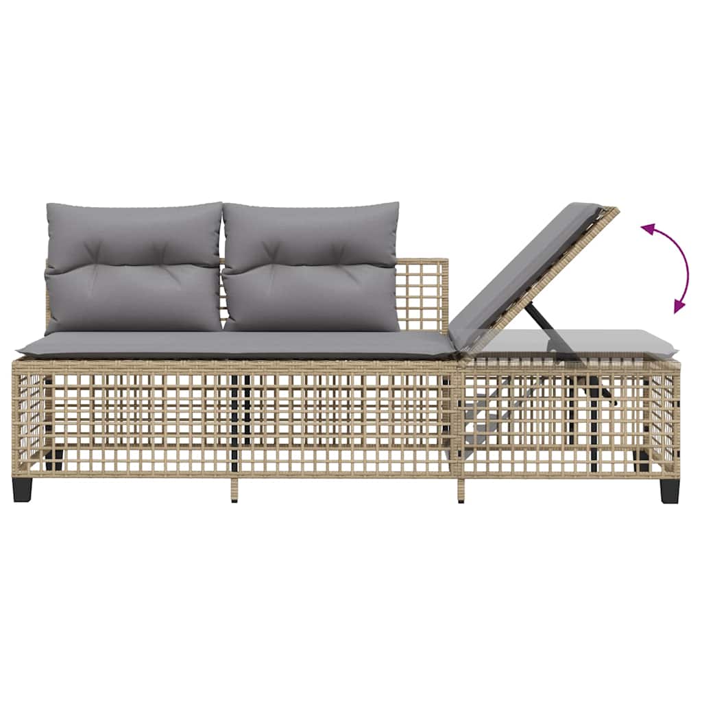 hjørnesofasæt til haven 3 dele med hynder polyrattan beige