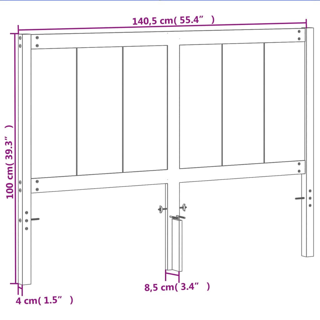 sengegavl 135 cm massivt fyrretræ gyldenbrun