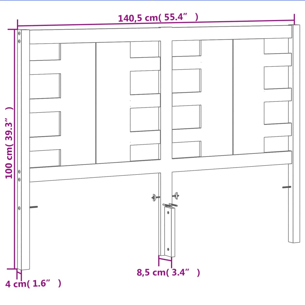 sengegavl 135 cm massivt fyrretræ gyldenbrun