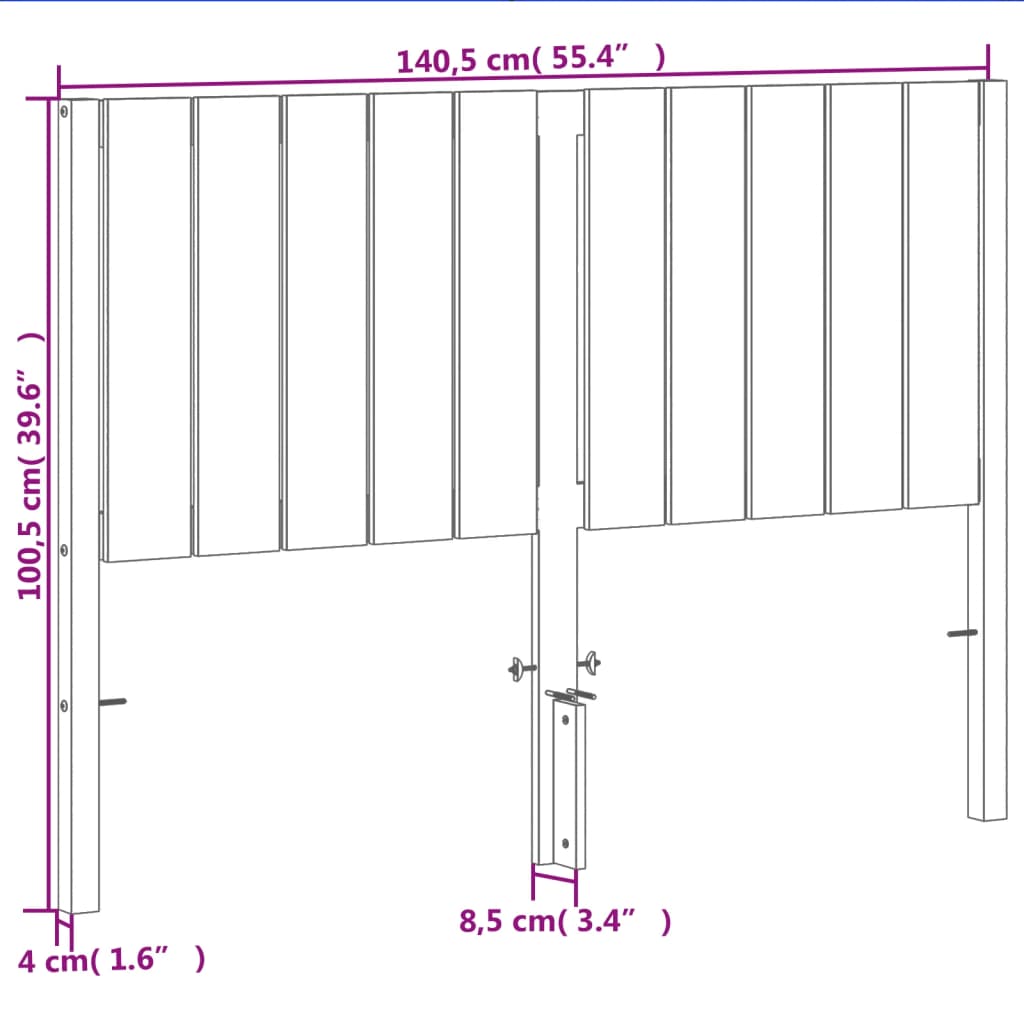 sengegavl 135 cm massivt fyrretræ gyldenbrun