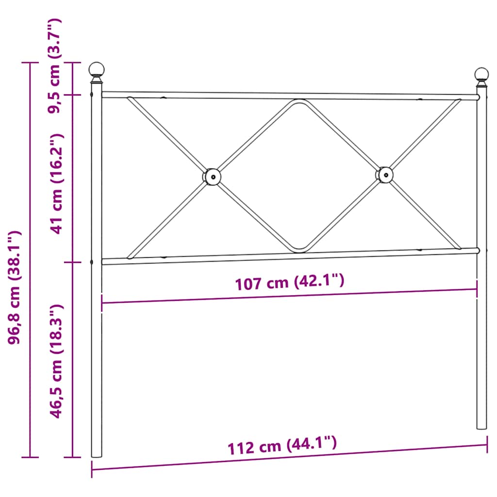 udskiftningsgavl 107 cm metal hvid