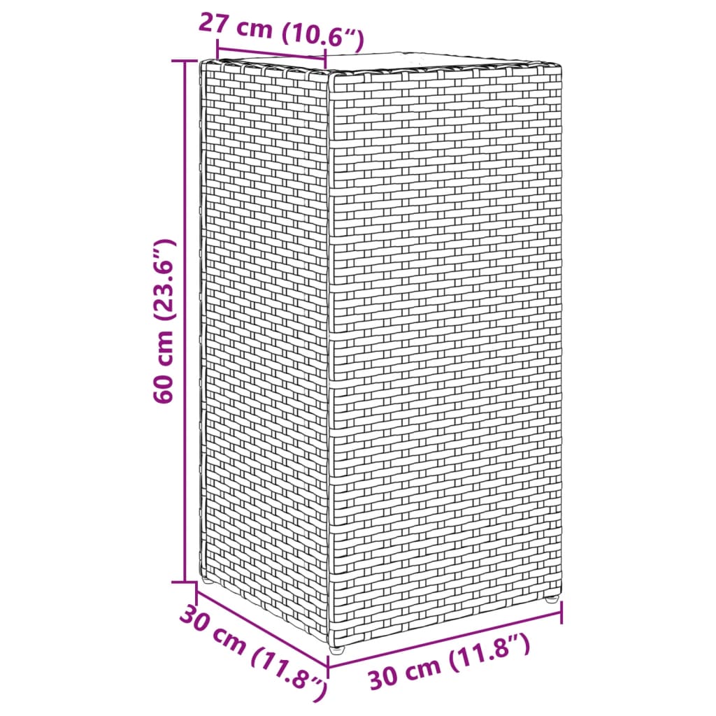 plantekasse 30x30x60 cm polyrattan sort