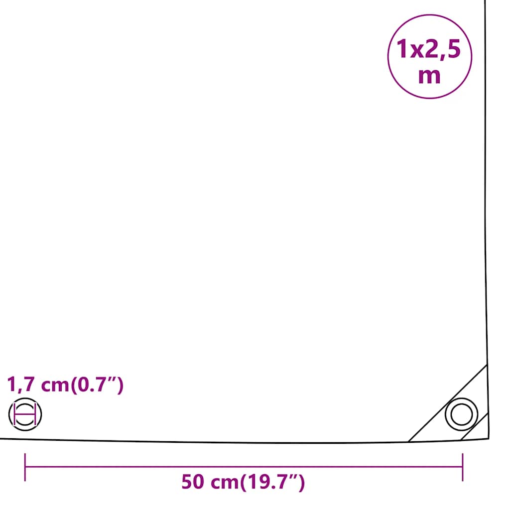presenning 1x2,5 m 650 g/m² grå