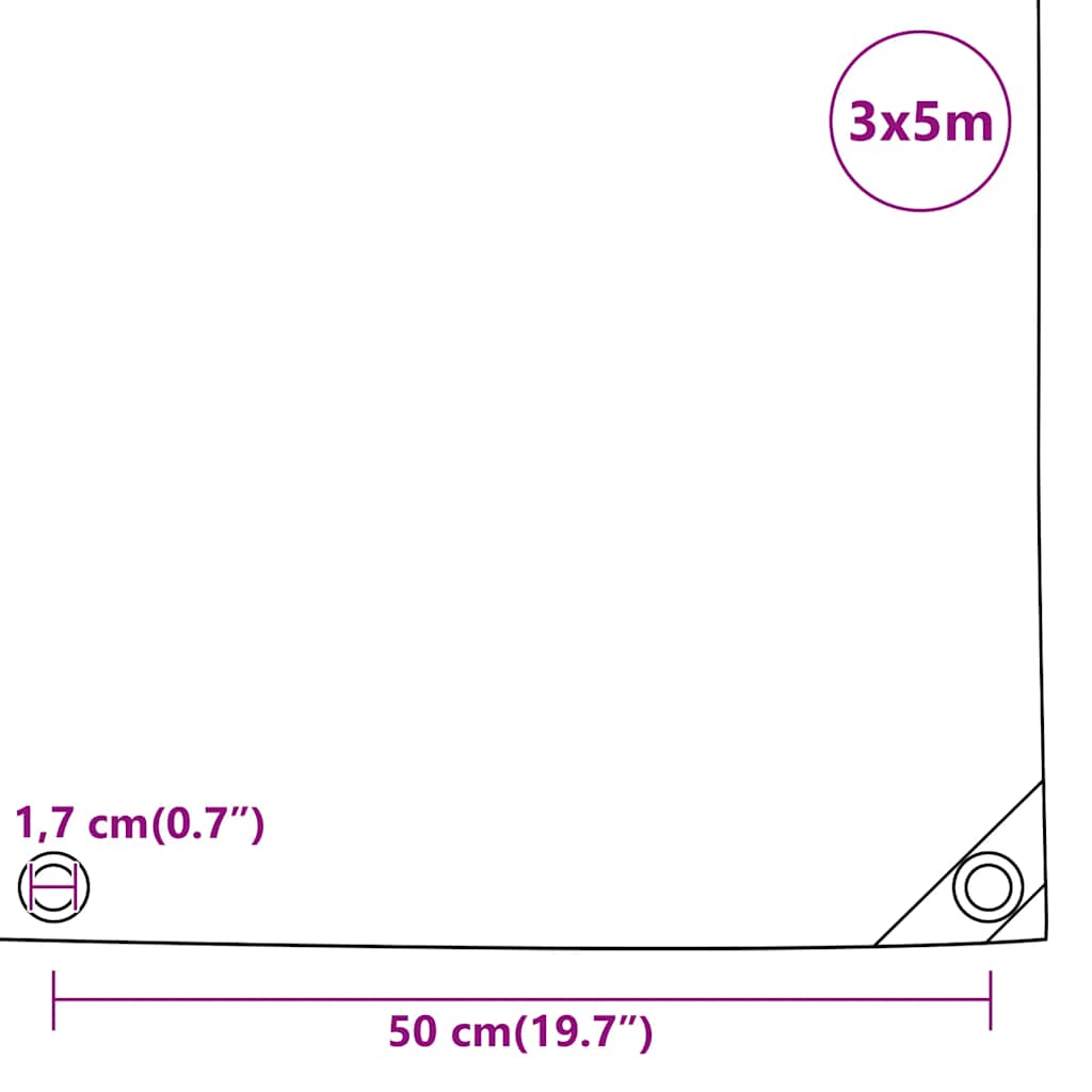 presenning 3x5 m 650 g/m² antracitgrå