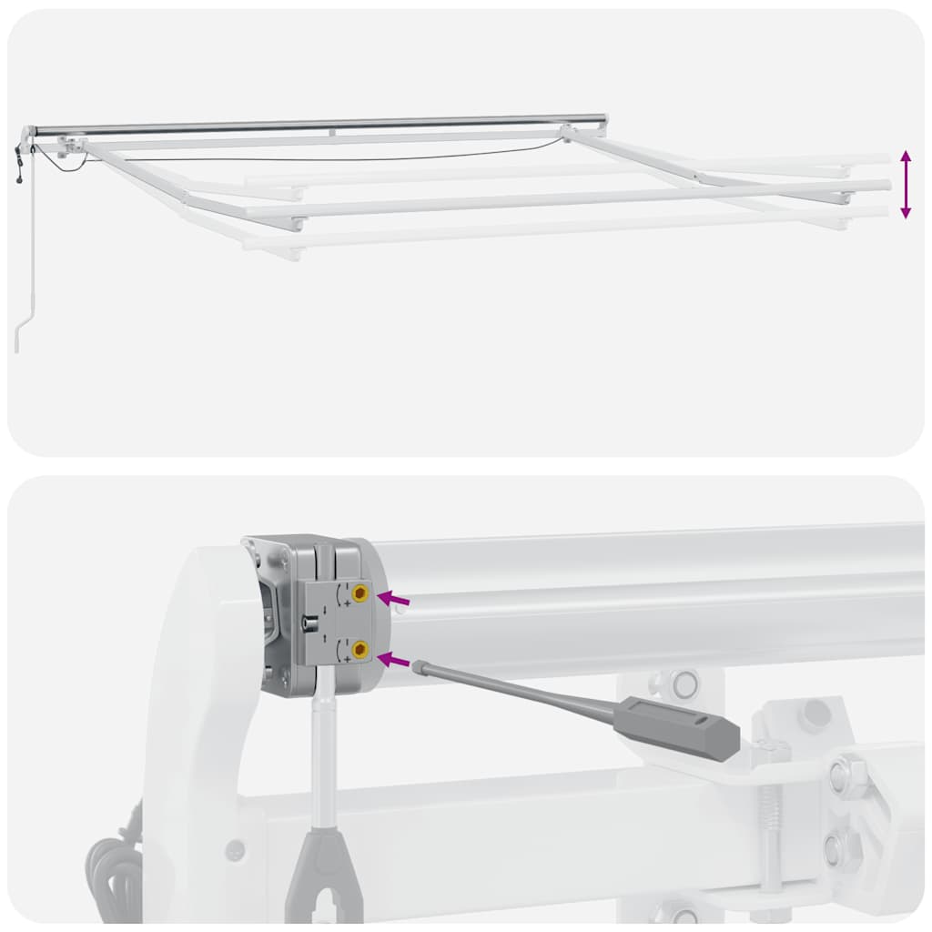 markise m. LED 300x250 cm automatisk betjening antracitgrå hvid