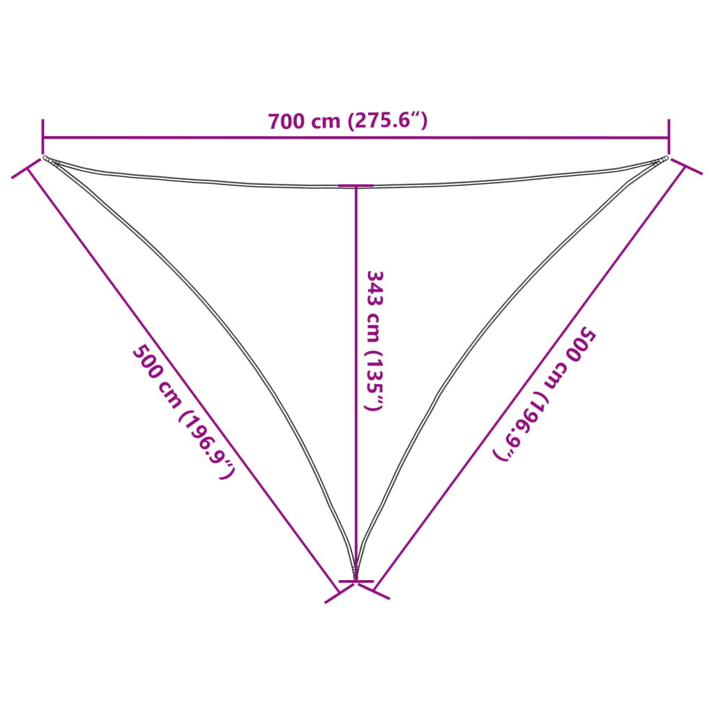 solsejl 7x5x5 m 100 % polyesterstof sandfarvet