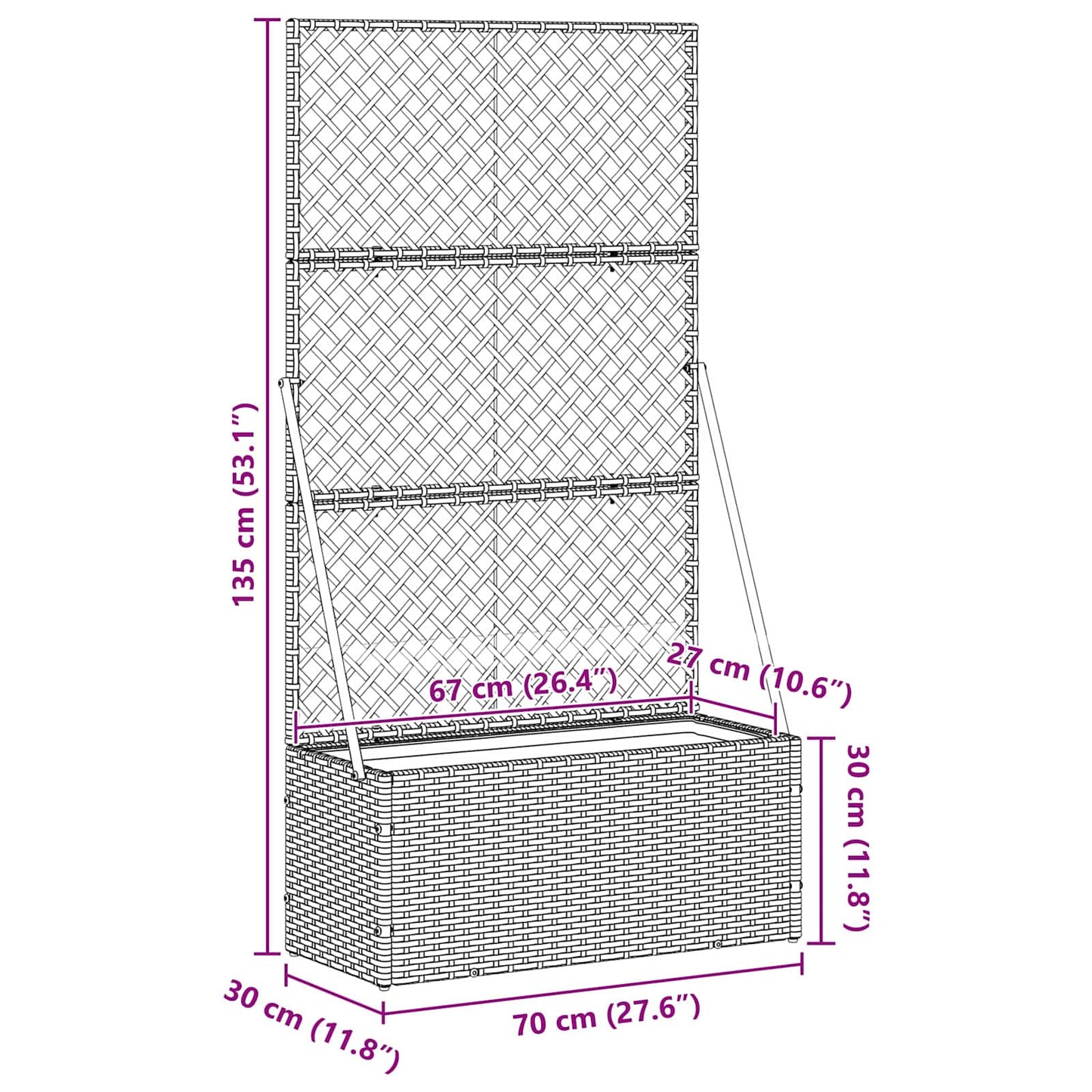 Have Trellis Planter Brun 70 x 30 x 135 cm Metal
