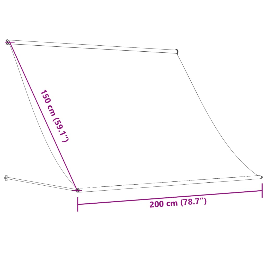 markise 200x150 cm sammenrullelig stof og stål cremefarvet